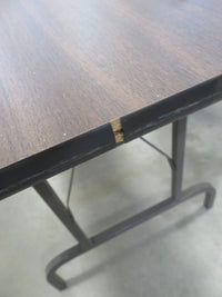 Brown Folding Table with Metal Frame