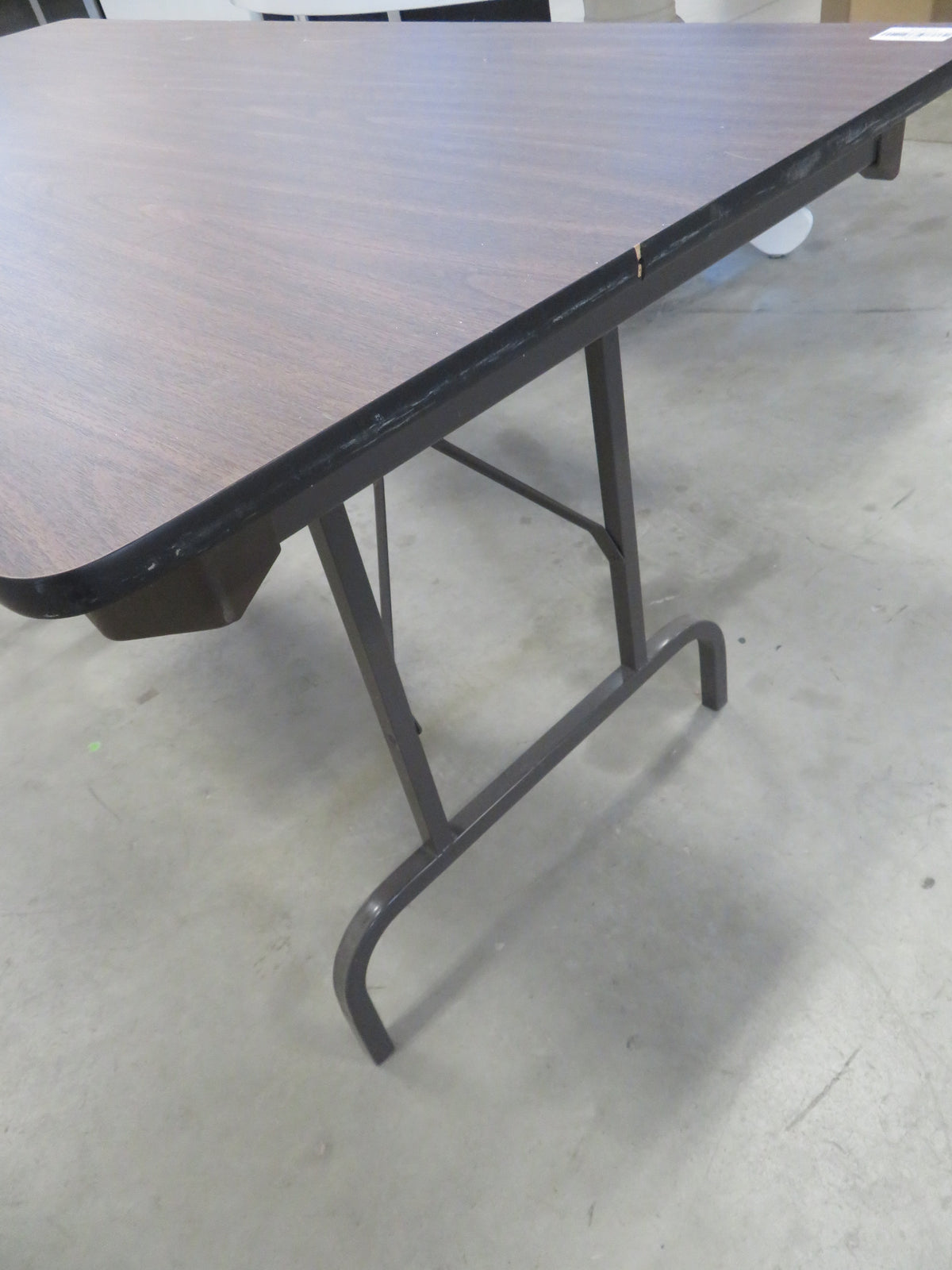 Brown Folding Table with Metal Frame