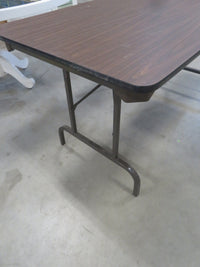 Brown Folding Table with Metal Frame