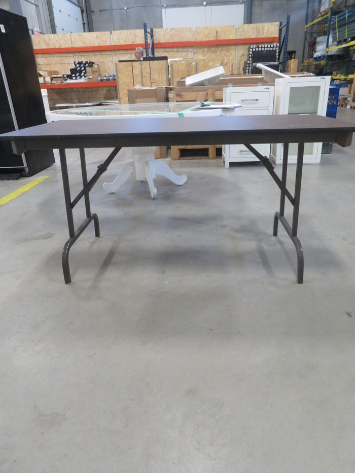 Brown Folding Table with Metal Frame