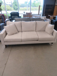 84x30x35-in Roomy Off-White 3-person Sofa with 2 End Pillows
