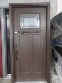 36"W Pre-Hung Door in Brown Vinyl with Upper Insert