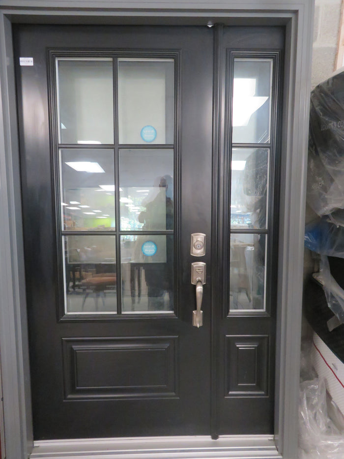 36"W Pre-Hung Door with Side Lite in Black and Gray Vinyl