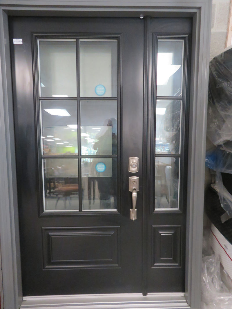 36"W Pre-Hung Door with Side Lite in Black and Gray Vinyl