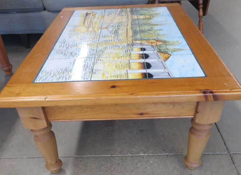 Pine Coffee Table with Tile Top