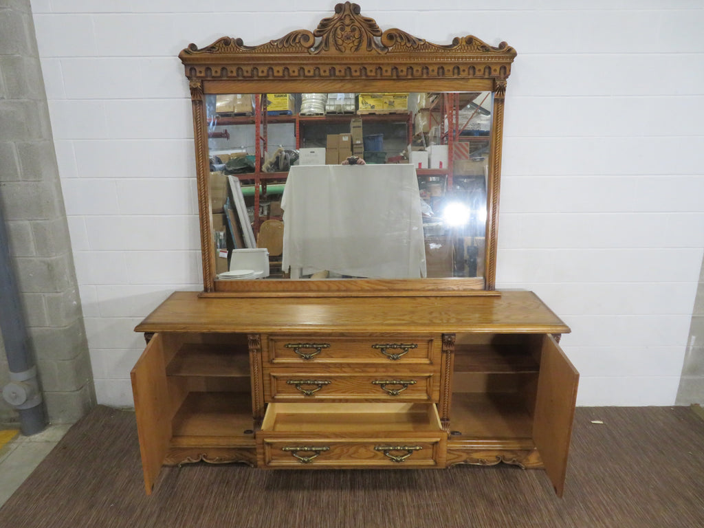 Ornate Combo Dresser with Large Mirror