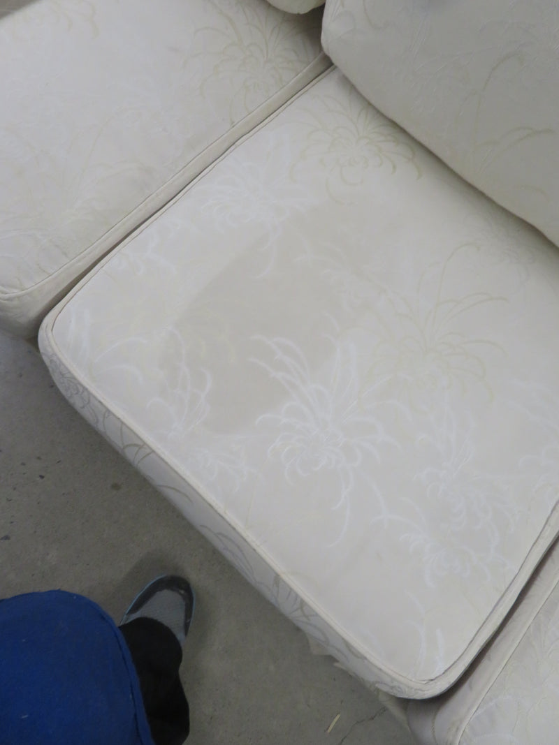 89"W 3-Seater Sofa in Cream Floral Texture