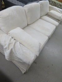 89"W 3-Seater Sofa in Cream Floral Texture