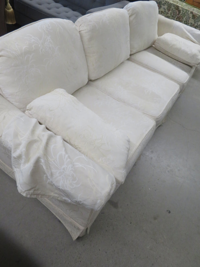 89"W 3-Seater Sofa in Cream Floral Texture