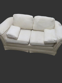 89"W 2-Seater Sofa in Cream Floral Texture