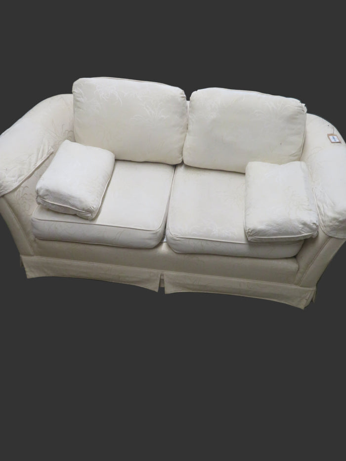 89"W 2-Seater Sofa in Cream Floral Texture