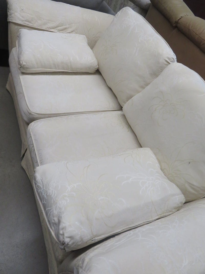 89"W 2-Seater Sofa in Cream Floral Texture