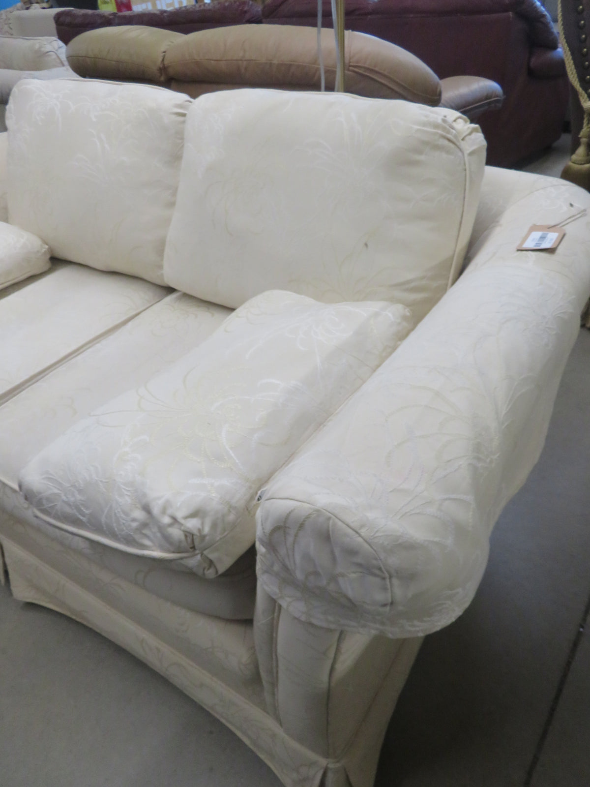 89"W 2-Seater Sofa in Cream Floral Texture