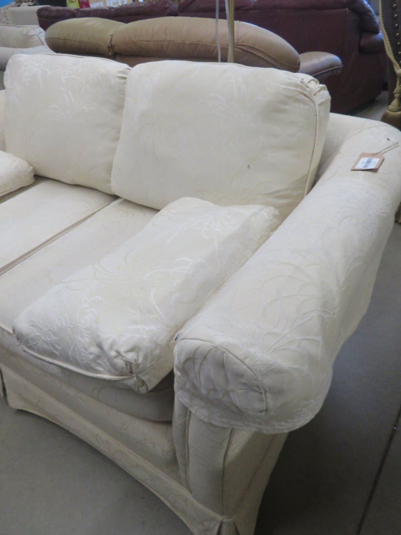 89"W 2-Seater Sofa in Cream Floral Texture