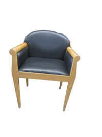 25"W Leather Wooden Armchair