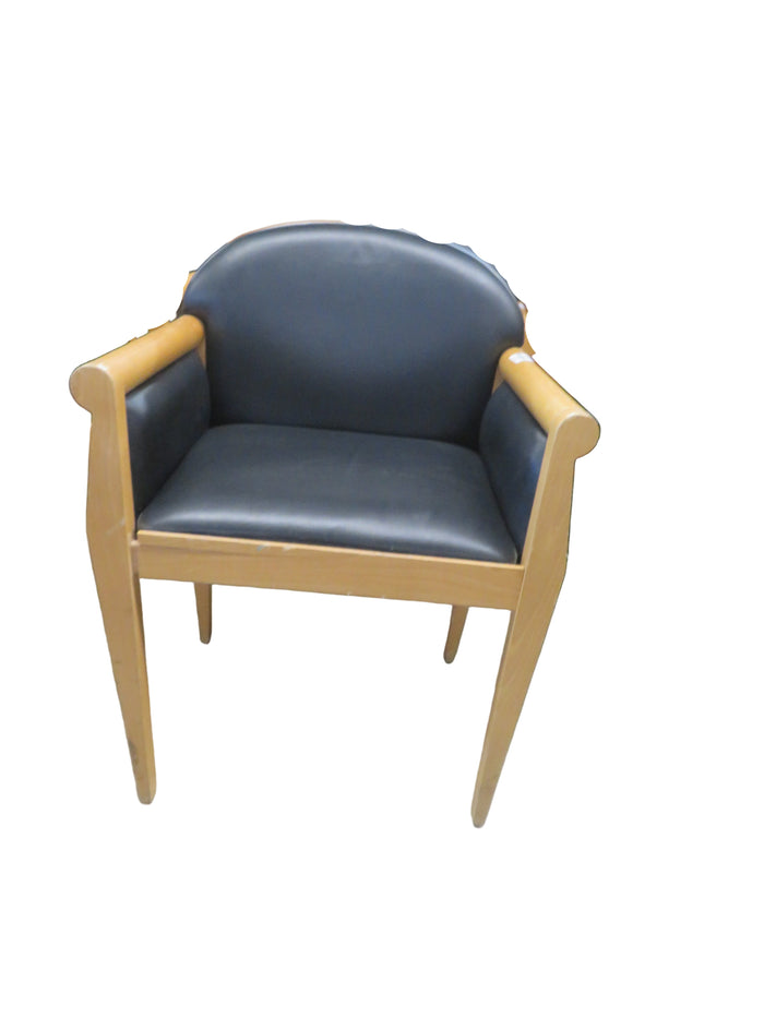 25"W Leather Wooden Armchair