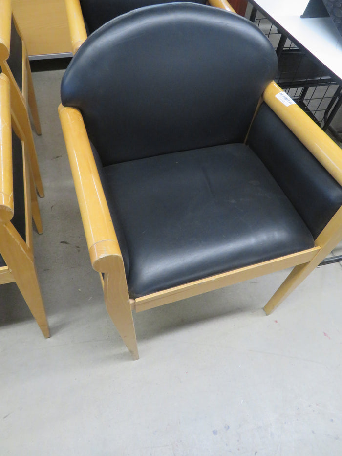 25"W Leather Wooden Armchair