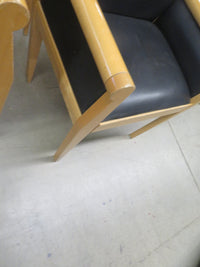 25"W Leather Wooden Armchair