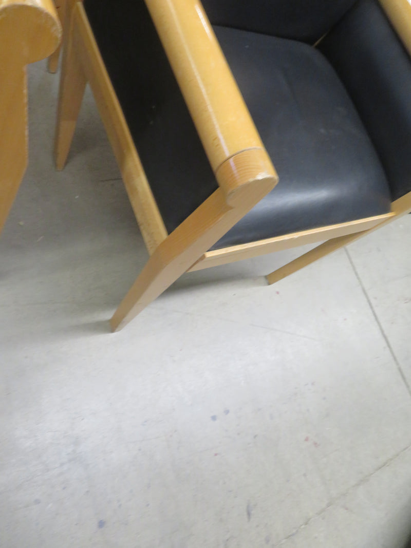 25"W Leather Wooden Armchair