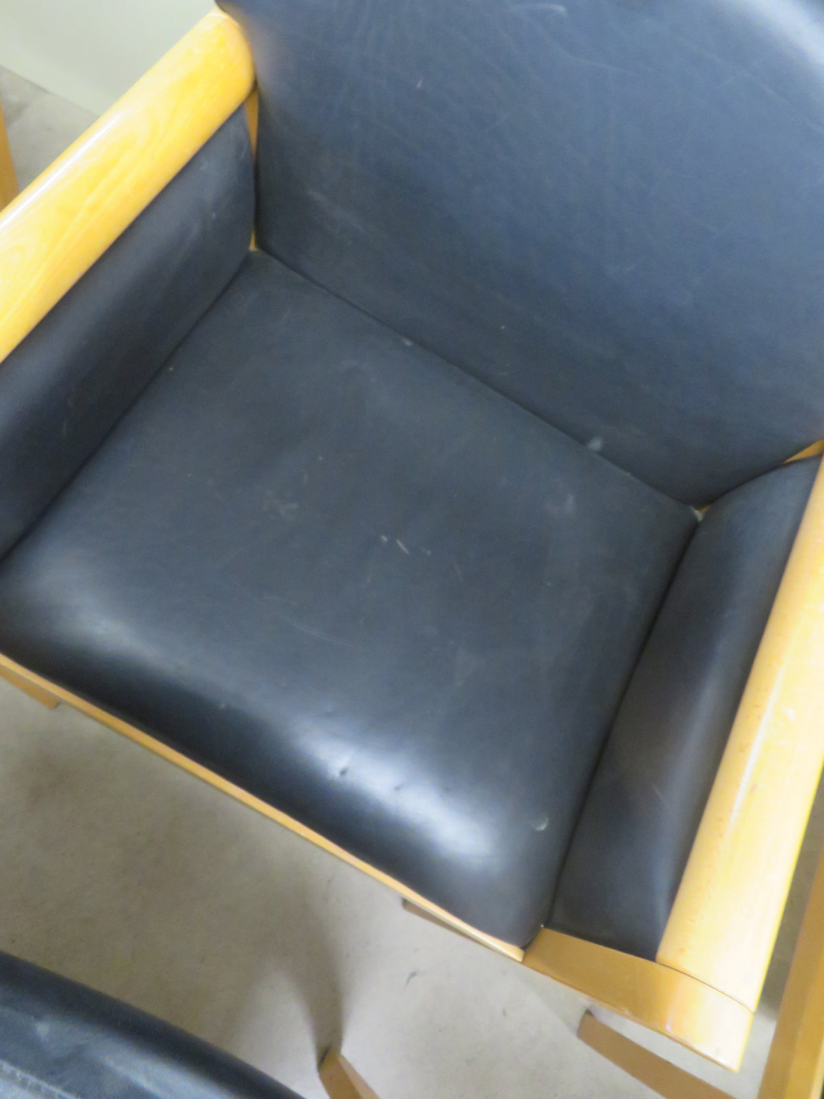25"W Leather Wooden Armchair