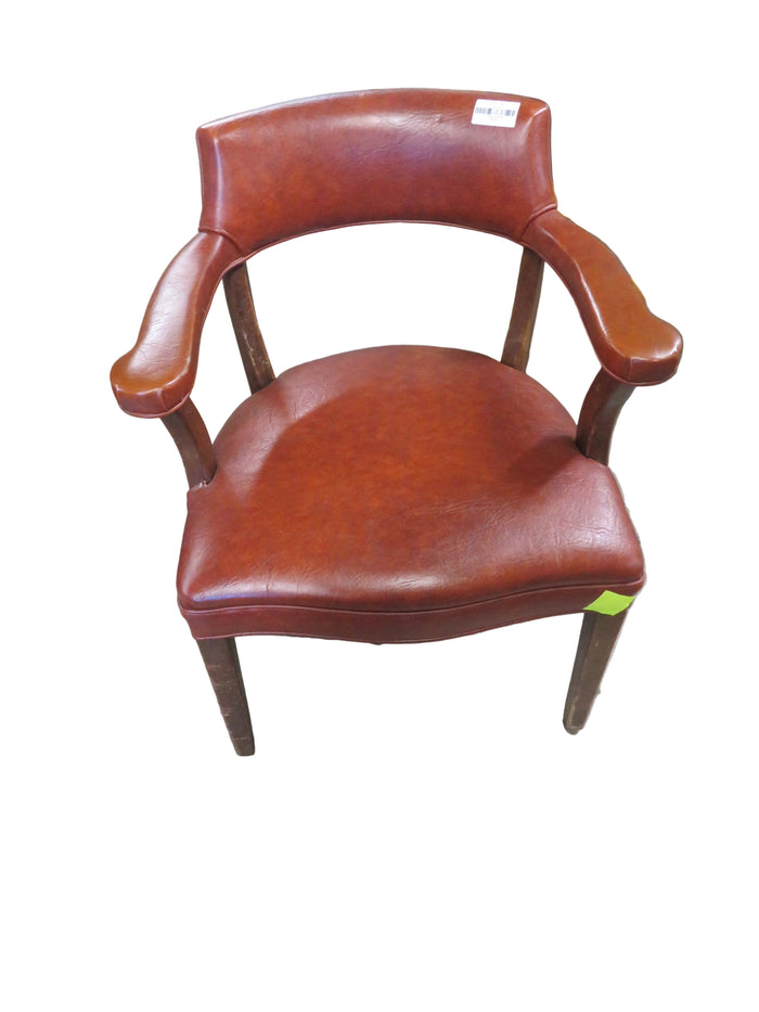 25"W Leather Wood Armchair