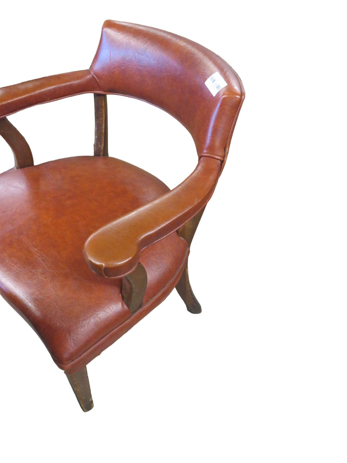 25"W Leather Wood Armchair