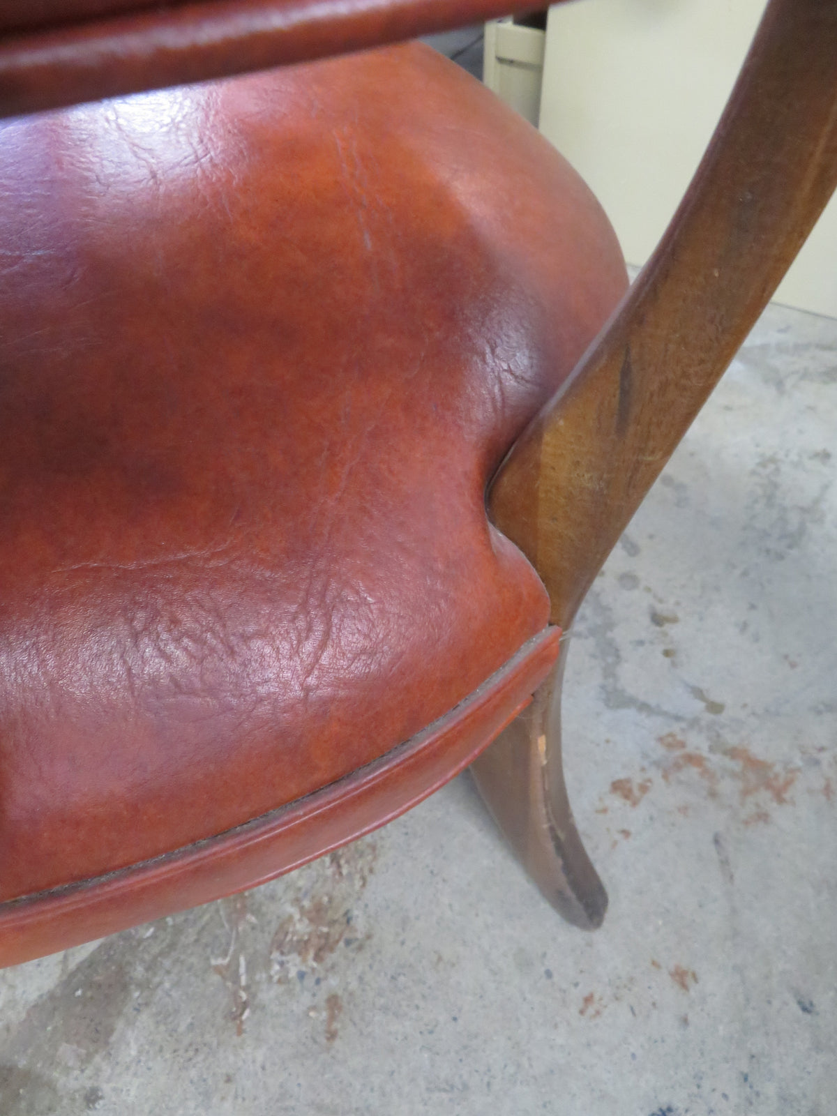 25"W Leather Wood Armchair