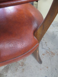 25"W Leather Wood Armchair