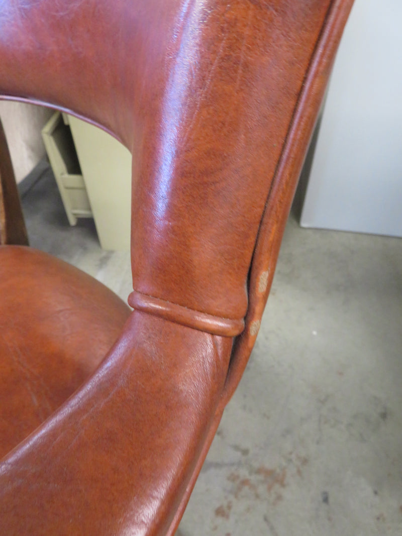 25"W Leather Wood Armchair