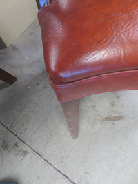 25"W Leather Wood Armchair