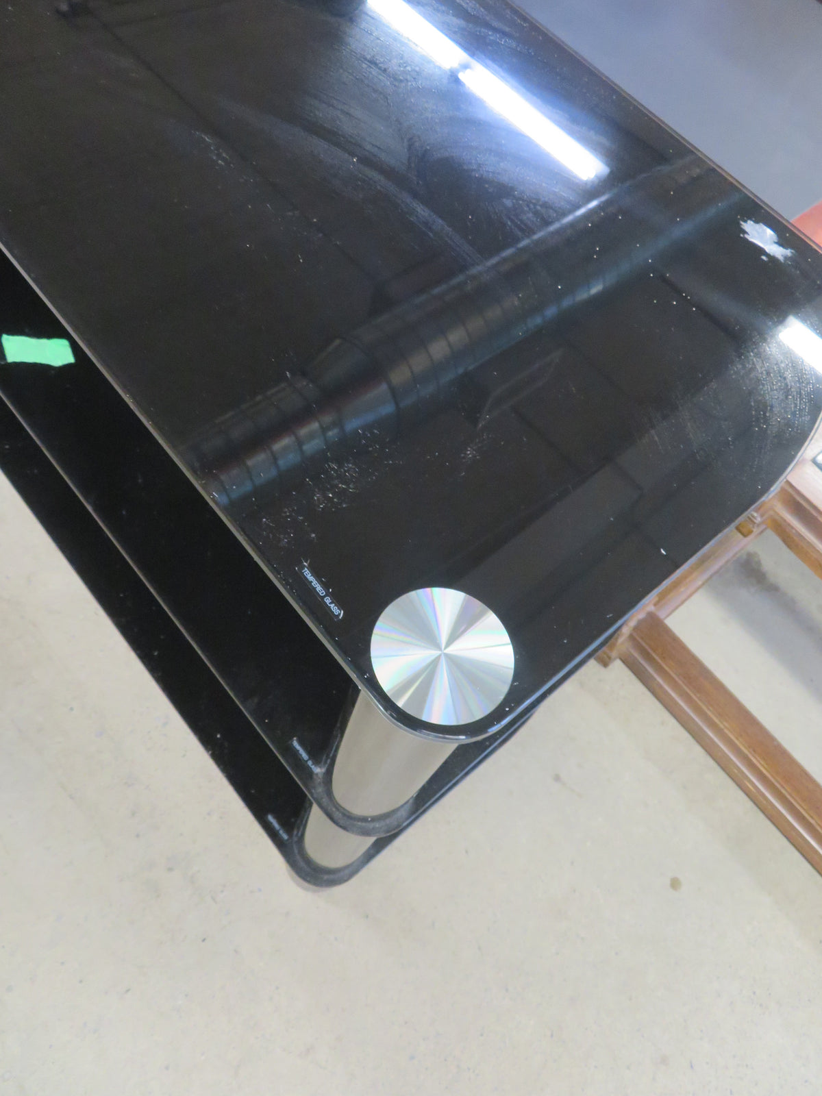 41"W Black Glass Table