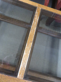58"W Modern Wooden Table With Glass Top