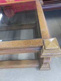 58"W Modern Wooden Table With Glass Top