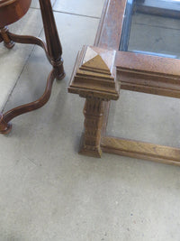 30.5"W Wooden Table With Glass Top