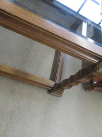 30.5"W Wooden Table With Glass Top