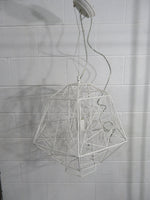 1-Light Chandelier with White Metal Cage