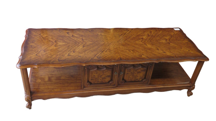 57"W Wooden Livingroom Table With Small Storage Drawer
