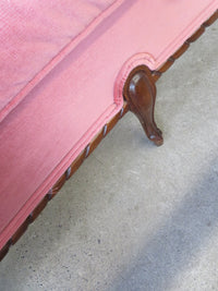 91.5"W Vintage-Style Sofa With Luxurious Pink Fabric
