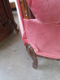 91.5"W Vintage-Style Sofa With Luxurious Pink Fabric