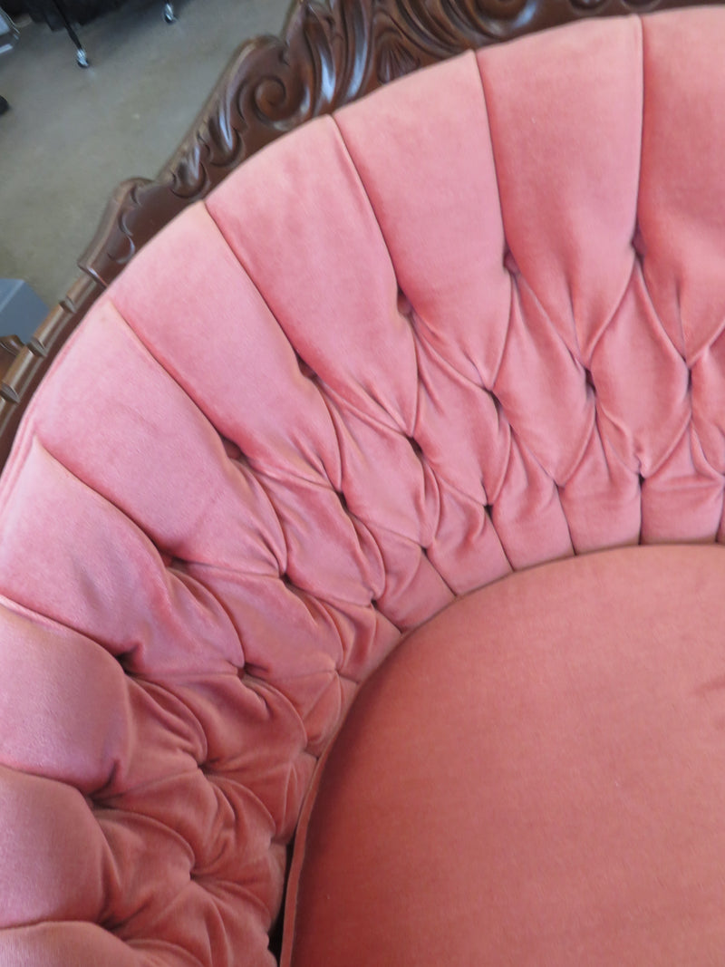 34"W Vintage-Style Accent Chair With Rich Pink Fabric