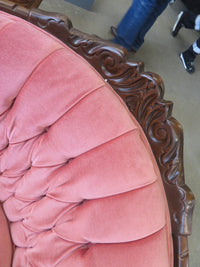 34"W Vintage-Style Accent Chair With Rich Pink Fabric