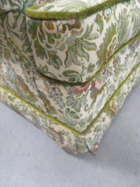 32"W Cream Base and Green Floral Fabric Couch