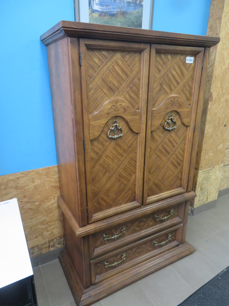 38"W Solid Wood Armoire with Two Hidden Drawers
