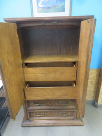 38"W Solid Wood Armoire with Two Hidden Drawers