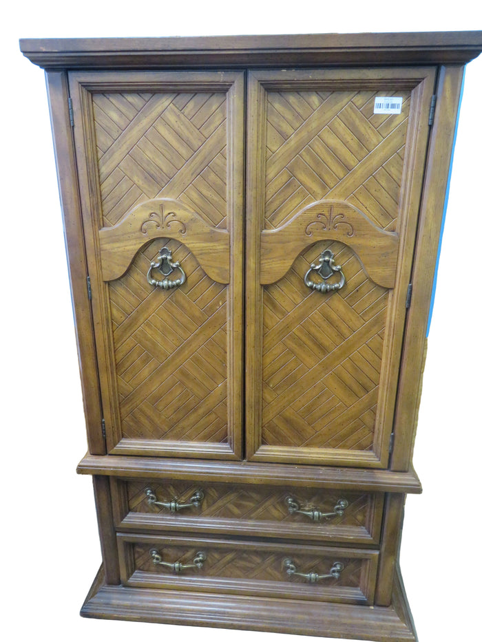 38"W Solid Wood Armoire with Two Hidden Drawers