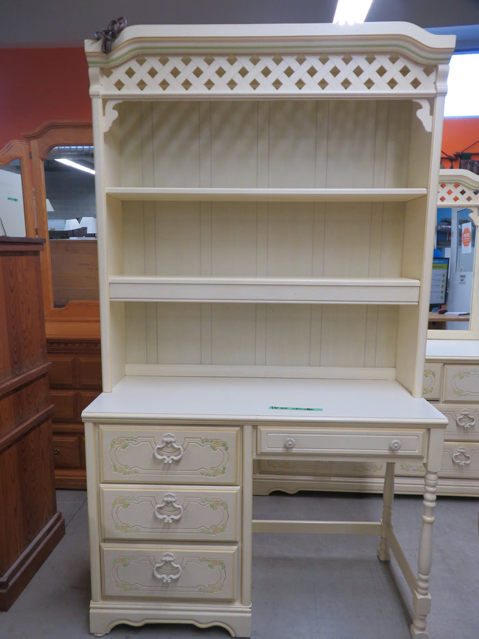 Cream Painted Desk and Bookshelf