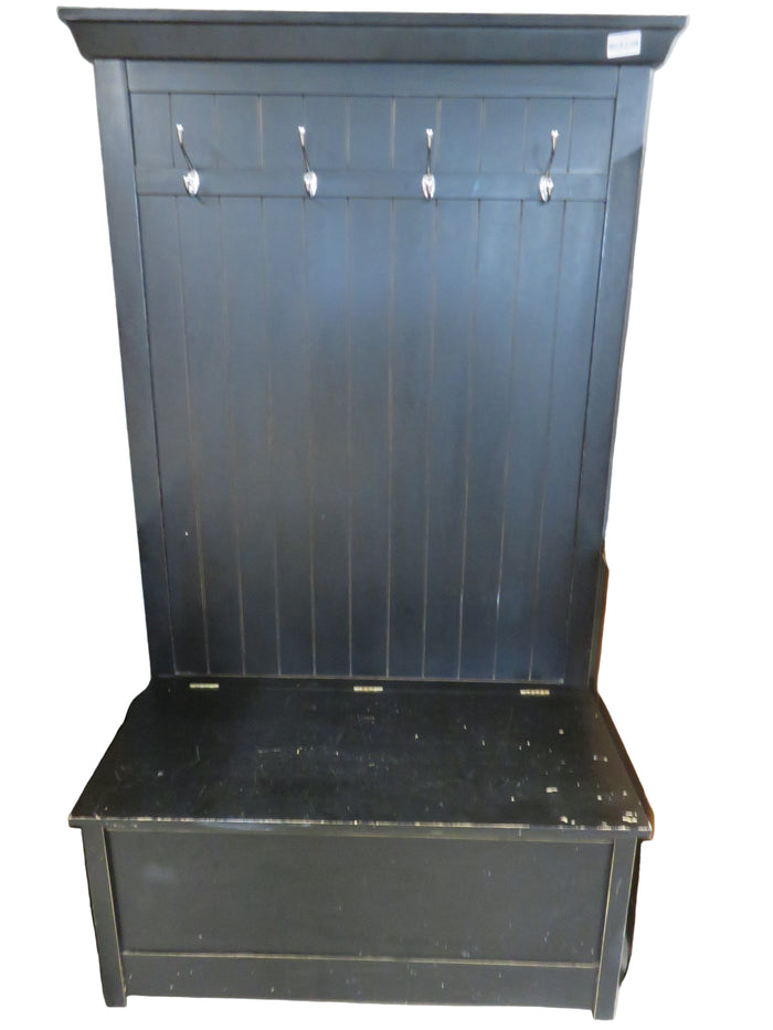 44"W Hall Tree with Storage Bench in Black