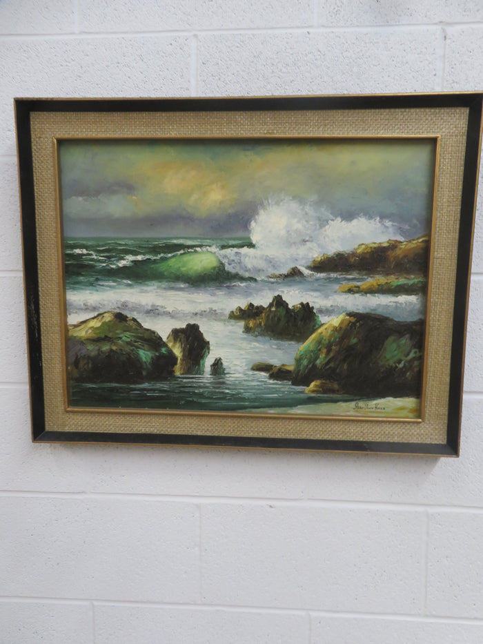 28"W "Crashing Waves" - Oil on Canvas - Framed