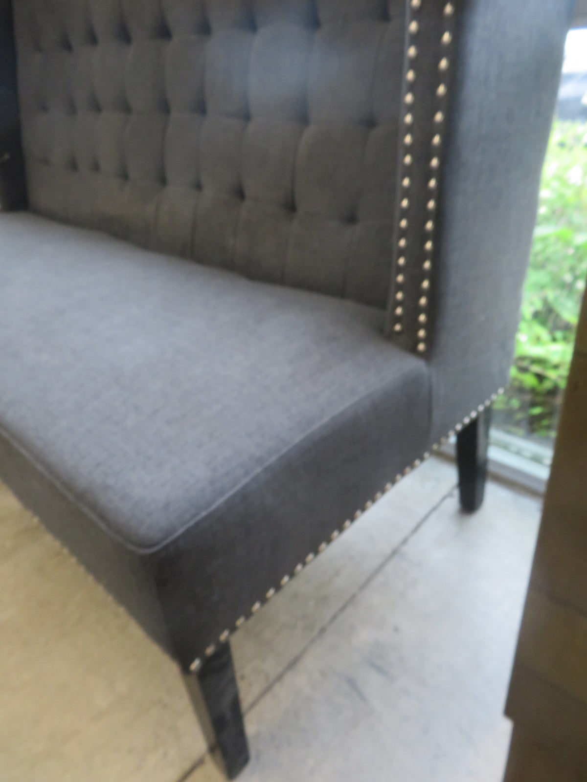 54"W Stylish High-Back Tufted Seat With Nail head Trim