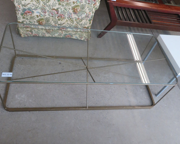 51.5" W Glass Coffee Table With Metal Frame